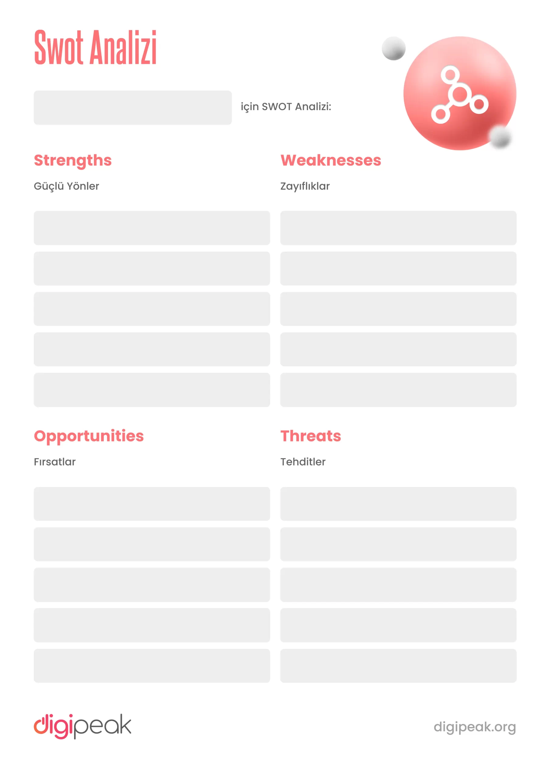 swot analizi için ücretsiz boş şablon