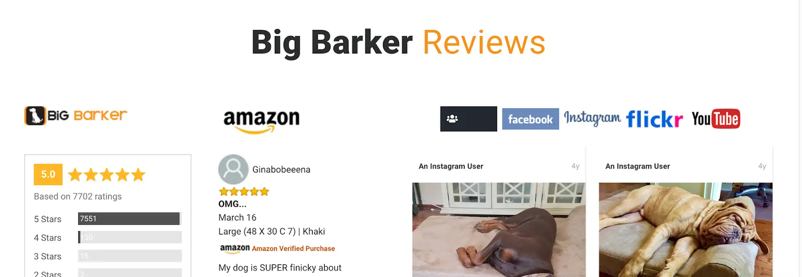 Big Barker Köpek Yatakları inceleme sayfası