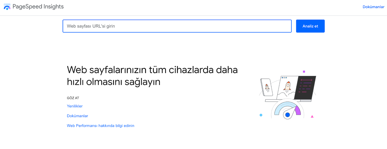 Google site hızı test aracı