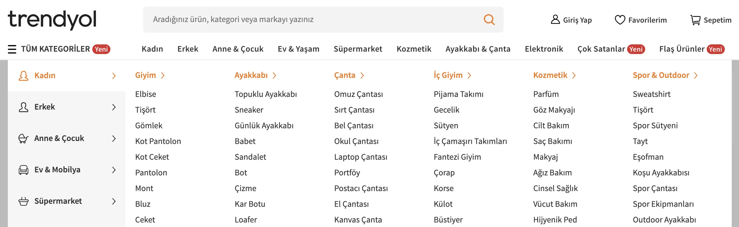 e-ticaret menü tasarımı önemi